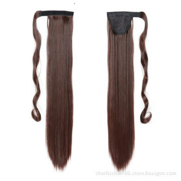 Top Quality Silky Straight High Ponytail For Black Women Pour Petite Fille Wrap Around Synthetic Clip Hair Ponytails Extensions